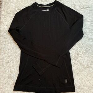 Smartwool Merino 250 Base Layer Women Small Black Good Long Sleeve Crew Raglan